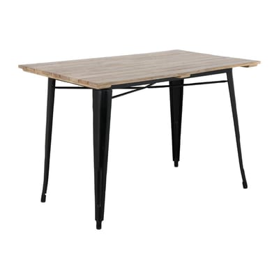 Bolero Bistro Eettafel Met Mangohouten Lattenblad En Zwarte Poot 1200mm