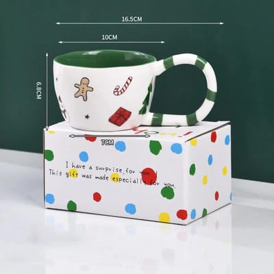 350ML Kerst Koffiemok Handgeknepen Keramische Kop Winter Middagthee Melkkop Kerstcadeau Onregelmatig Groot Handvat Waterkop 350ml white