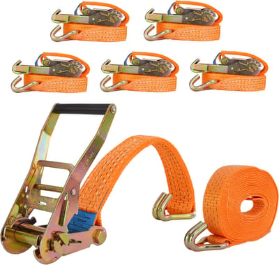 5x Ratelspanband 8m 5000kg 5t 5to TÜV/GS ORANJE 2 stuks.