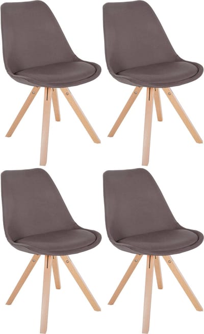 CLP Sofia Set van 4 Eetkamerstoelen - Zonder armleuning - Stof - taupe natura (vierkant)