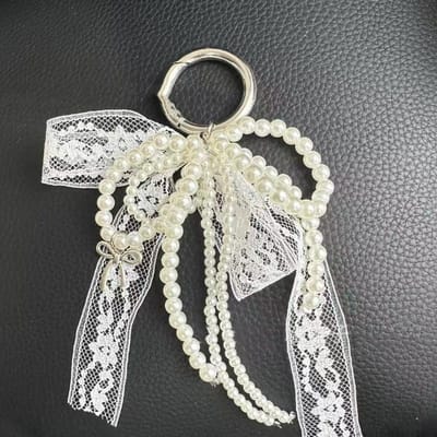 Imitatieparels Kant Strik Sleutelhanger Zoete Kralen Hanger Sleutelhanger voor Dames Handtas en Rugzak Sleutelhanger Exquise Ornament