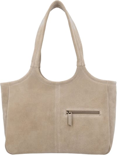 Charm London Sevilla Shopper - Suede - Schoudertas - Ruime Tas - Voor en Achterrits - Dames - Leer - Leren Dames Tas - Zand