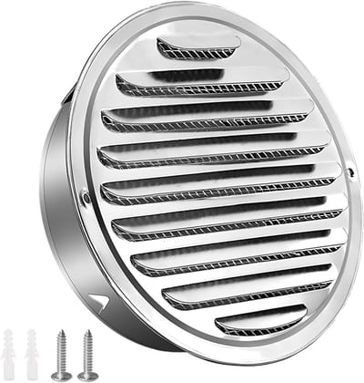 100 mm roestvrijstalen ventilatierooster met lamellen - rond afvoerrooster voor weerbescherming