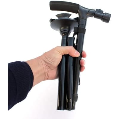 Canne pliante télescopique pour personnes âgées, bâtons de marche fiables avec LED, béquilles pour personnes âgées pour mère, pères âgés, utilisation en extérieur, escalade