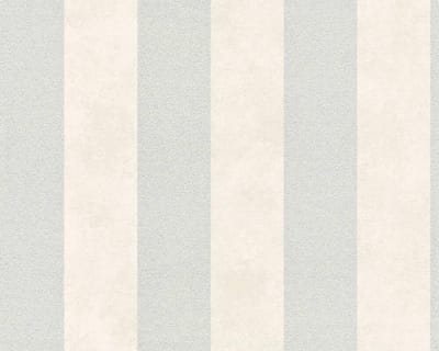 TRADITIONELE GLITTER STREPEN BEHANG - Metallic Grijs Wit - AS Creation Trendwall