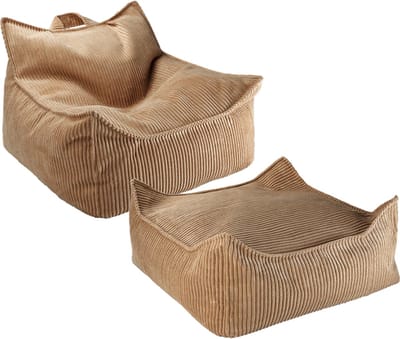 Wigiwama Beanbag Chair/Zitzak met Ottoman - Toffee