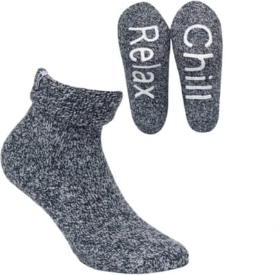 Huissokken Dames  - Anti-Slip - Chill en Relax - Marine Mellee - 1 pack - Maat 35-38 - 40% Wol