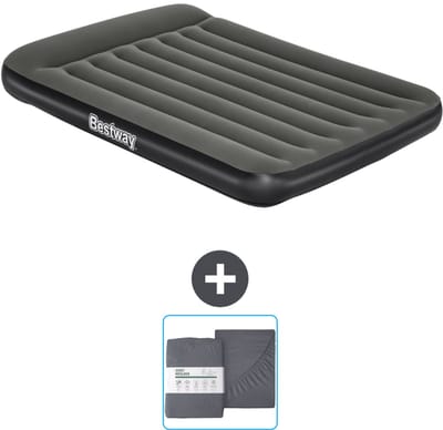 Bestway luchtbed - Twijfelaar - 137 x 191 x 30 cm - Groen - Inclusief en Hoeslaken