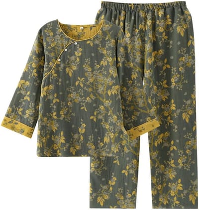 Dames Pyjama Set Met Jacquard Patroon - Comfortabele Kimono Stijl Nachtkleding