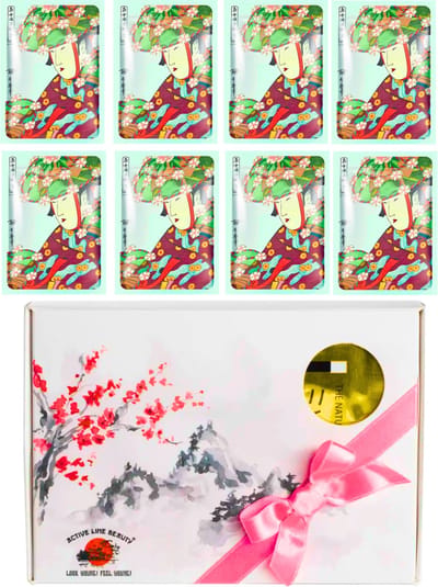 Mitomo Aloe & Cherry Blossoms Gezichtmasker - Giftset Vrouw - 8 x 25g - Verjaardag Cadeau Vrouw - Geschenkset Vrouwen