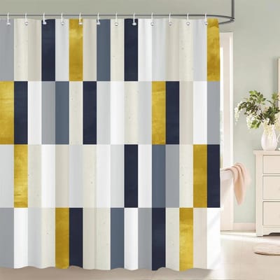 Geometrische Patroon Douchegordijnen Waterdicht Polyester Persoonlijkheid Badkamer Gordijn Met Haken Gordijnen Voor Badkamer Douche W60H190(CM)-1 Pcs