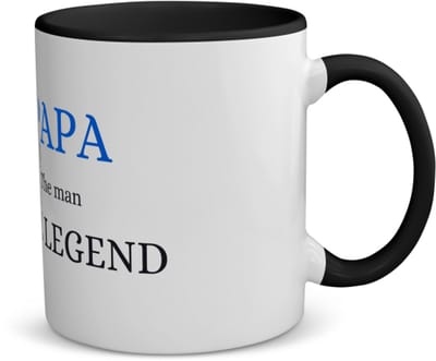Akyol - papa the man the legend koffiemok - theemok - zwart - Papa - cadeau papa - cadeau - verjaardag papa - vaderdag - 350 ML inhoud