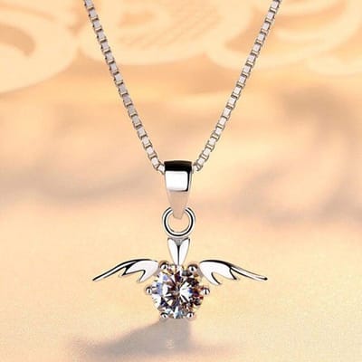 Nieuwe 925 Sterling Zilver Dames Hanger Ketting Mode Engelenvleugels Hoge Kwaliteit Kristal Zirkoon Sleutelbeen Ketting Sieraden Cadeau beige