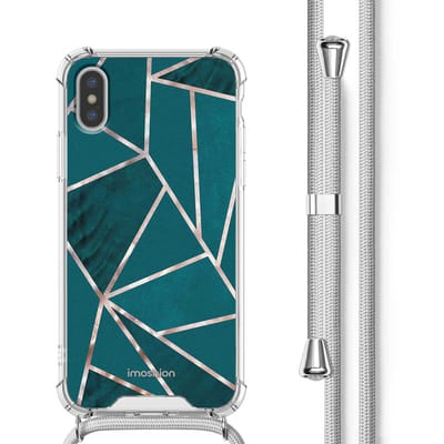 imoshion Hoesje - Geschikt voor Apple iPhone Xs / X - Design Hoesje met Koord - Petrol Green Graphic
