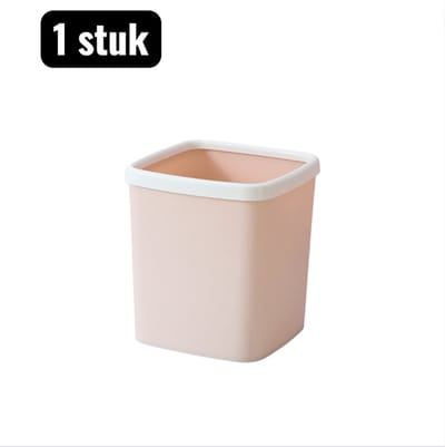1 stuk - Prullenbak - Mini-prullenbak - Mini Bureau Prullenbak - Vierkante prullenbak voor op het bureau - Mini-prullenbak voor op kantoor en in de slaapkamer - Kleine prullenbak met deksel - Roze