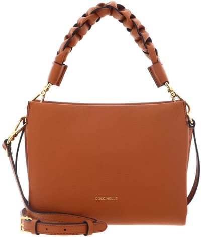 COCCINELLE Leren schoudertas Boheme Grana Double Crossbody Double Grainy Leather Crab / Jellyfish Lichtbruin