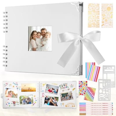 Fotoalbum voor Scrapbooking en Gastenboek - 29,5 x 21 cm - Voor 160 Foto's met 6 Metalen Pennen - Perfect voor Verjaardag en Bruiloft