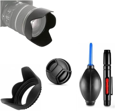 Camera Accessoires Set - Lens Bescherming - Fotografie Onderhoud - Universele Lens Cap - 55mm - Zwart