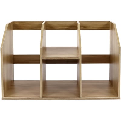 Étagère de bureau multi-niveaux Grande capacité Structure compacte Étagère à livres simple en bois pour bureau à domicile brown