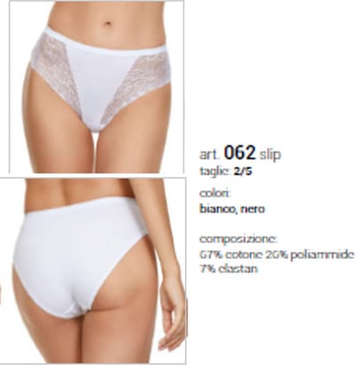 2 stuks Elegante katoenen slip van kant - achterkant puur katoen - stretch dames slip in WIT, Maat 36-38