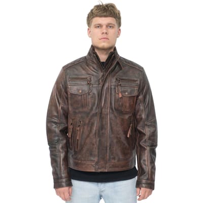 Leren retro bikerjack voor heren, Toronto