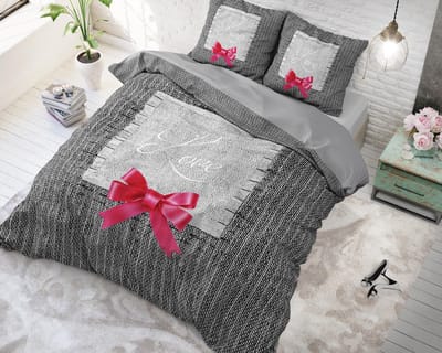 Sleeptime Strictly Love - Dekbedovertrekset - Lits-Jumeaux - 240x200/220 + 2 kussenslopen 60x70 - Antraciet
