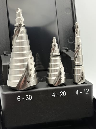 HSS Spiraal Trapborenset – 3-delig – 4-12 mm, 4-20 mm & 6-30 mm - trapboor - stappenboor – Voor Metaal, Kunststof & Aluminium