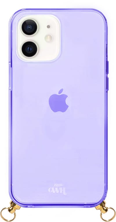 xoxo Wildhearts siliconen Cord Case Purple - iPhone 12 hoesje - Hoesje zonder koord - Shockproof case - Doorzichtig Telefoonhoesje geschikt voor telefoonkoord - Geschikt voor telefoonketting / hanger - Transparant - Paars