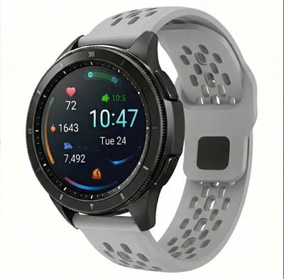 Lichtgrijs en oranje horlogebandjes set van silicone met geperforeerd sportief design en gesp sluiting, Geschikt voor serie samsung galaxy watch 7 / 6 / 5 / 5 pro / 4 / FE / ACTIVE / ACTIVE 2 20 mm