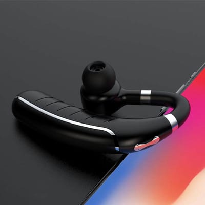 FC1 Business Bluetooth 5.0 Headset Draadloze Koptelefoon Oorhaak Oortelefoon Ruisonderdrukking Handsfree met Microfoon Spraakuitzending zilver/zwart
