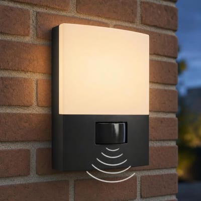 Luminize Buitenlamp met bewegingssensor - Oplaadbare buitenlamp op batterijen - Draadloze wandlamp buiten - USB - Dag en nacht sensor - Rechthoekig - 2700K - Zwart