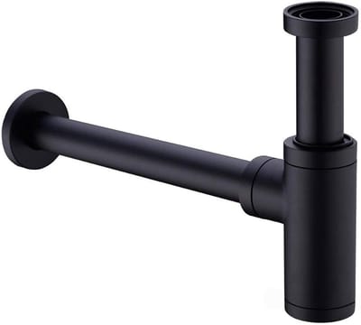 Messing gootsteensifon, universele gootsteensifon met 200 mm verlengbuis, 1 1/4 x 32 mm verstelbare geurdichte lekvrije sifon, matzwart