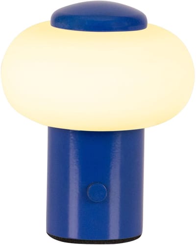 Lucide GUSTAV - Oplaadbare Tafellamp - Accu/Batterij - Ø 8 cm - LED Dimbaar - 1x0,8W 2700K - Blauw | Essential