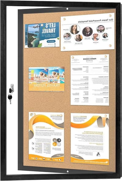 Zwarte Kurkbord met Sluitbare Tamper Board en Zwart Grenen Frame, 60 x 90 cm, Ideaal voor Posters en Informatie
