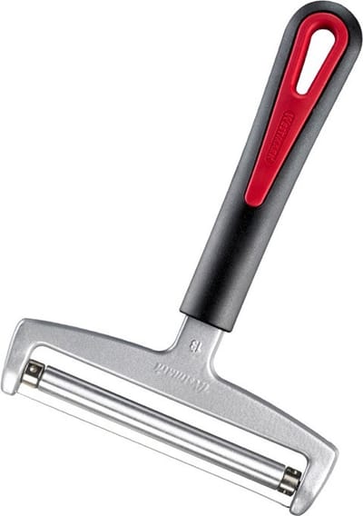 Westmark Kaasschaaf met rol en snijdraad, variabele dikte, 12 cm breed, roestvrij staal/aluminium/kunststof, Rollschnitt Gallant, zwart/rood