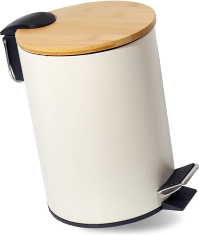 Cosmetica-emmer, metaal, badkamer vuilnisemmer met deksel, afvalemmer badkamer met softclose mechanisme (beige 3L)