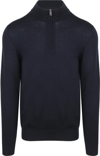 Profuomo Half Zip Pullover Merinowol Navy - Maat M - Heren - Pullovers
