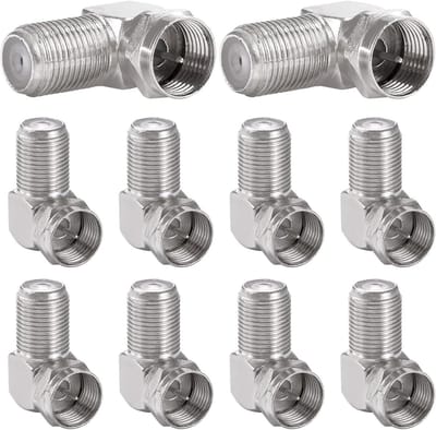 SolidKeus - F Plug Hoekadapter voor Coaxkabels, 10 Stuks