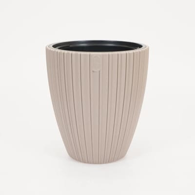 Vita bloempot Mika 30cm doorsnee taupe + voor binnen en buitenhuis + uv / vorstbestendig + binnenpot met handvaten