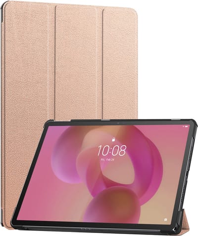 Hoes - Geschikt voor Lenovo Idea Tab - Dun & Stevig - Trifold Bookcase - Hard Cover - Hardcover Book Case - Tablet Hoesje - Rosé goud
