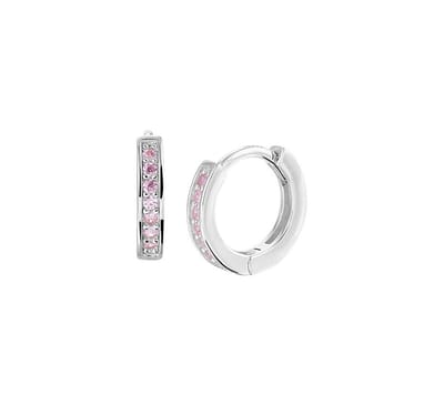 klapoorringen roze zirkonia zilver gerhodineerd 1332749