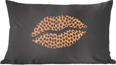Sierkussens - Kussentjes Woonkamer - 60x40 cm - lip - Zwart - Panterprint