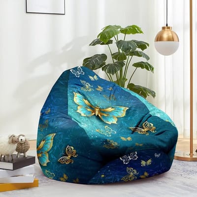 Zitzak hoes - Luie bank - Ontspannen zitten - Machinewasbaar materiaal - 90x110cm - Gegradieerd blauw