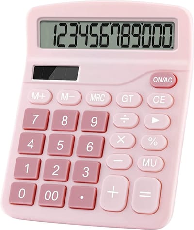 Digitale Rekenmachine - Elektronische Rekenmachine - Kantoor Financiën - Dubbele Functie - 16 x 13 x 4 cm - Roze