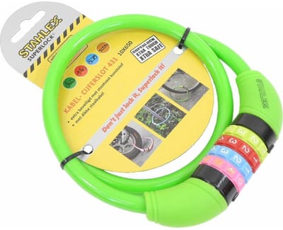 STAHLEX Cijfer kabelslot - groen - 10 x 650 mm - fietsslot