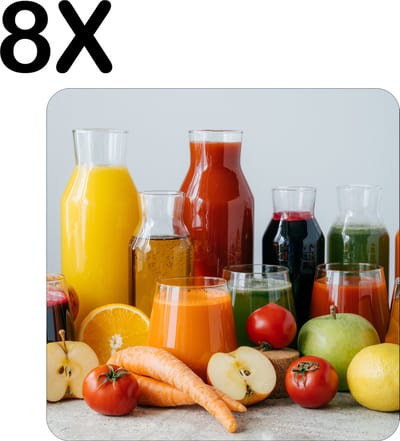 Luxe Placemat - Gezonde Fruit en Groente Sappen - Set van 8 Placemats - 50x50 cm - 2 mm dik Vinyl - Anti Slip - Afneembaar