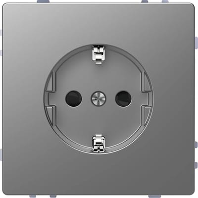 Schneider Electric D-life - Wandcontactdoos met randaarde - Inbouw - RVS