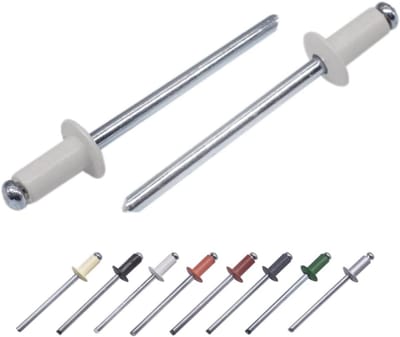 1000 Stuks Aluminium Popklinknagels met Stalen Doorn, 4.0 x 8 mm, Koepelkop, DIN 7337