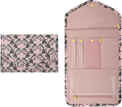Sieraden Organizer voor Reizen - Grote Opbergtas voor Ringen, Oorbellen, Kettingen en Horloges in Roze Velvet