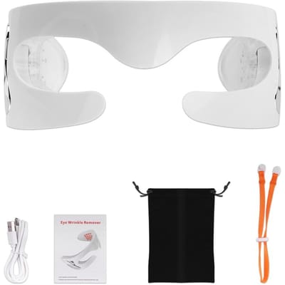 630nm Rood Licht Warmte LED Licht Gezicht Oogmasker 3D Ogen Massage Masker Oogzak Verwijdering Rimpel Vermoeidheid Verlichting Huidverzorging Schoonheid Apparaat wit